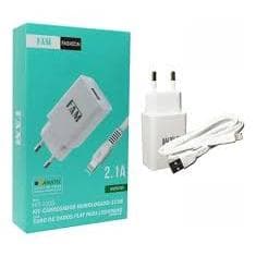 Kit Carregador Tomada FAM FKT-1205 2.1A para iPhone Branco