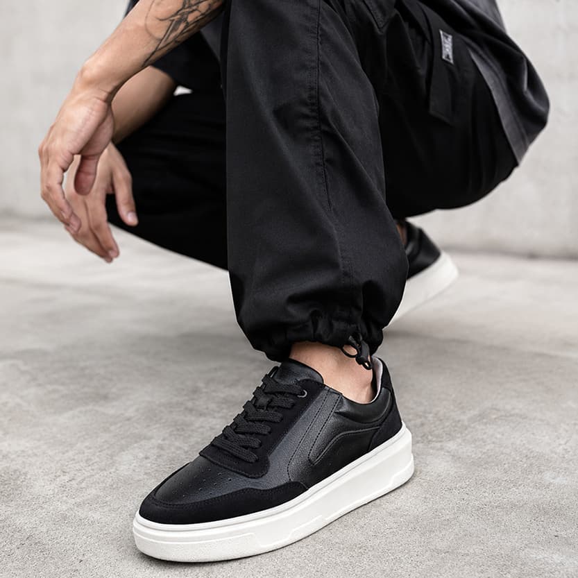 Tênis Masculino Street Skatista Skate Tiger Preto Básico Couro Sintético Casual Sapatênis Conforto Qualidade Original