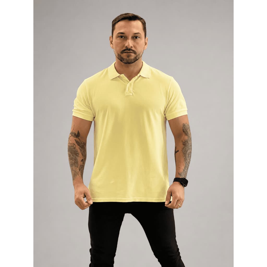 Camiseta Polo Masculina Manga Curta 100% Algodão
