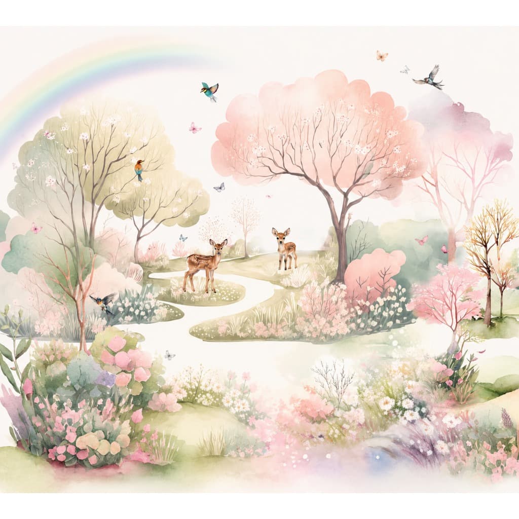 Papel De Parede Infantil Floresta Jardim Encantado