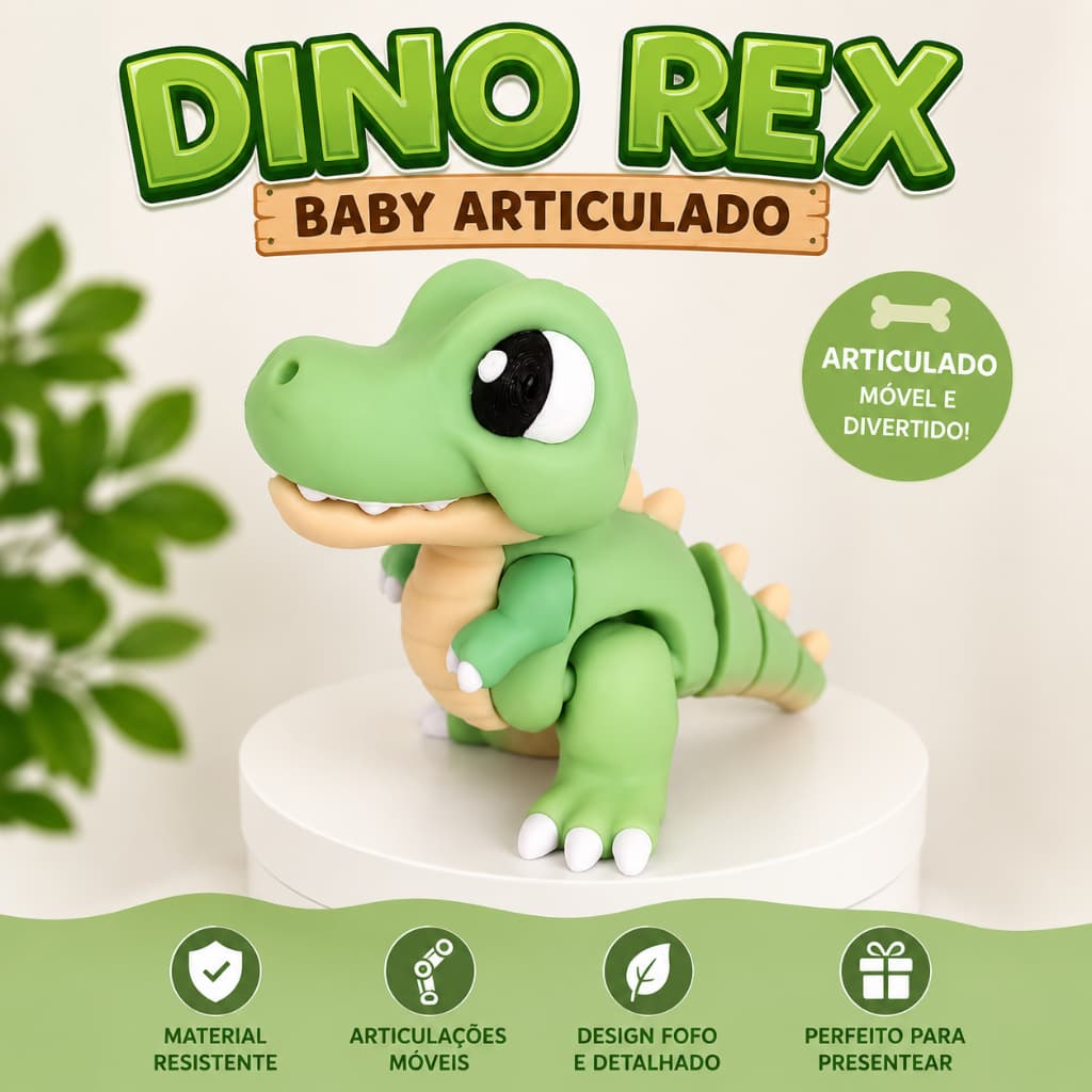 Baby T-Rex Articulado | Brinquedo Pedagógico Sensorial 3D | Dinossauro Brinquedo Infantil
