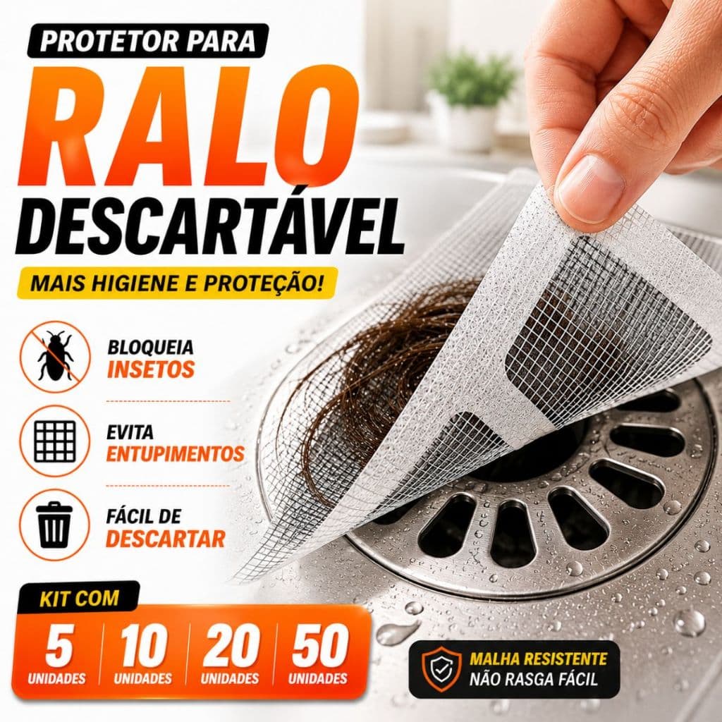 Protetor De Ralo Adesivo Tela Fina Anti Inseto e Cabelo Kit Descartável Cozinha Banheiro Lavanderia