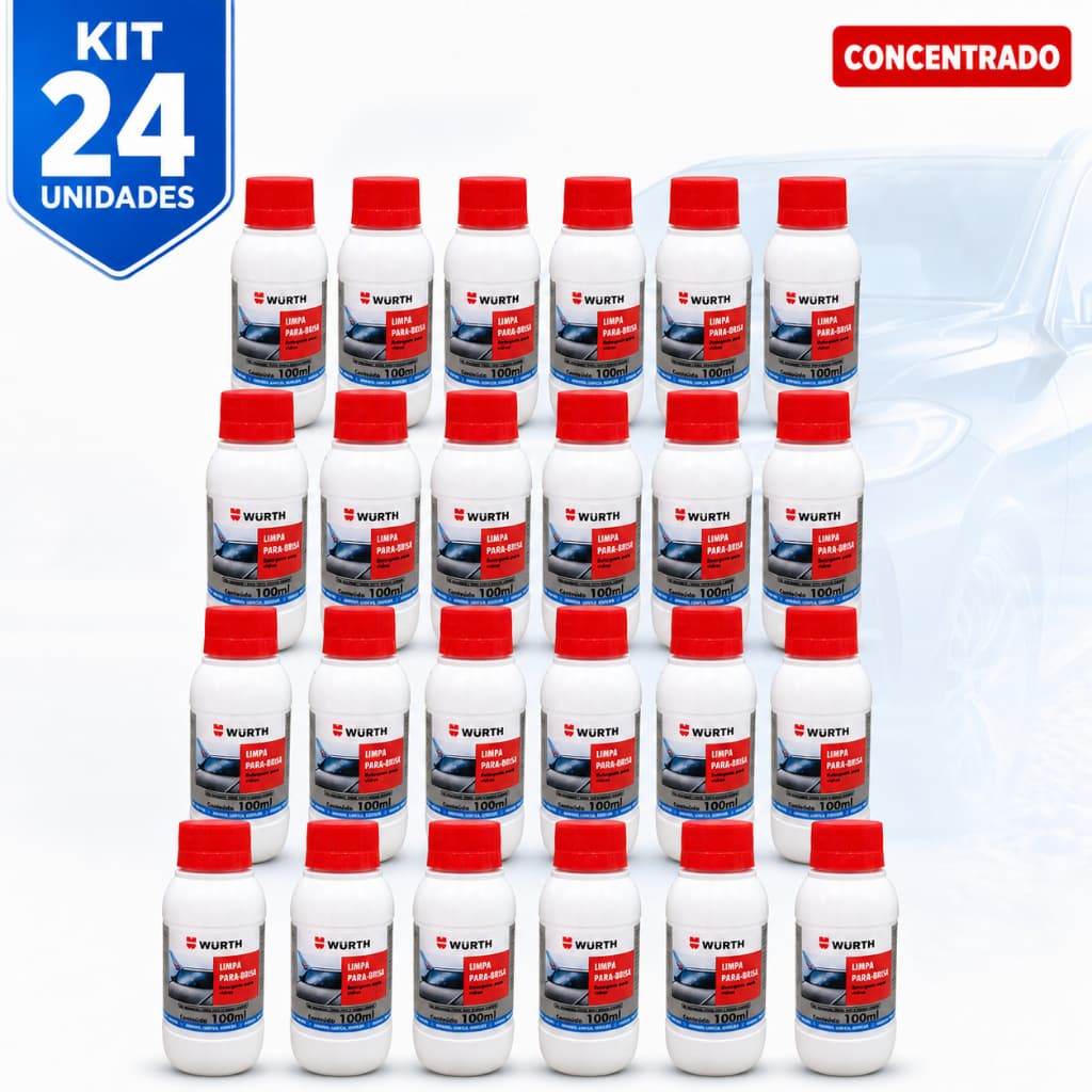 Kit 24 Limpa Para-Brisa Wurth 100ml Concentrado Limpa Vidros Automotivo