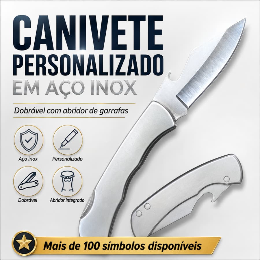 Canivete Aço Inox Nome Personalizado A Lazer De Bolso Pesca Qualidade Premium