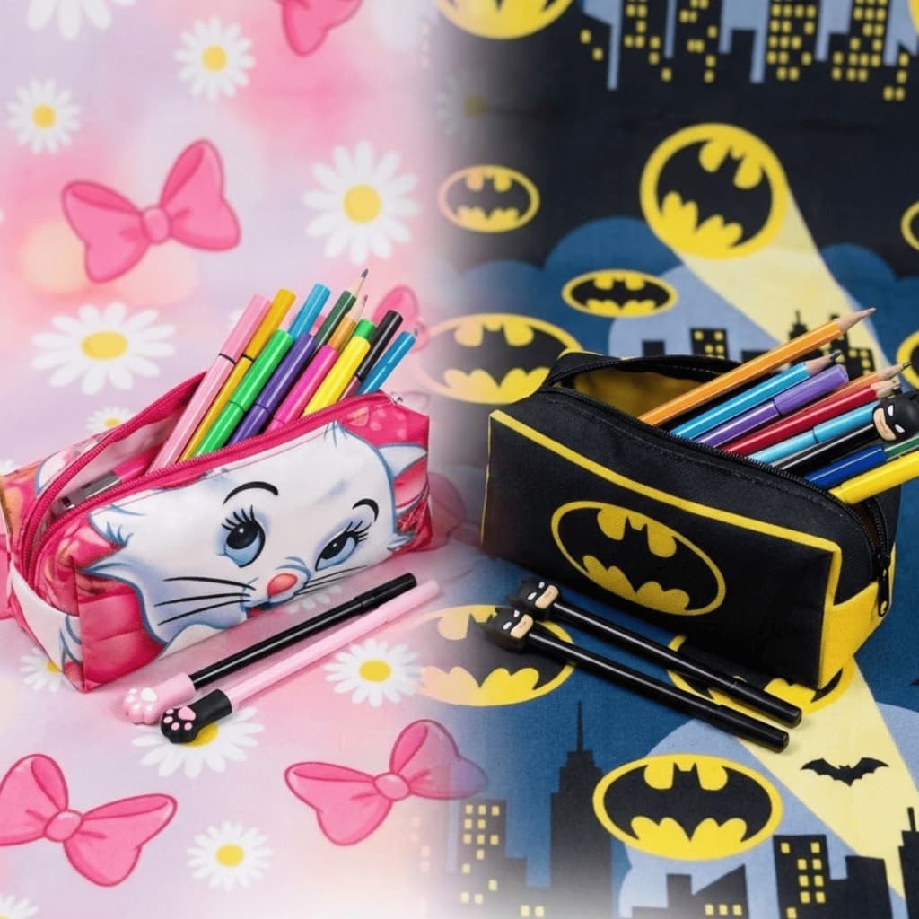 Estojo Escolar Personalizado Menino e Menina Bolsa de Lapis personagem Princesa Herois