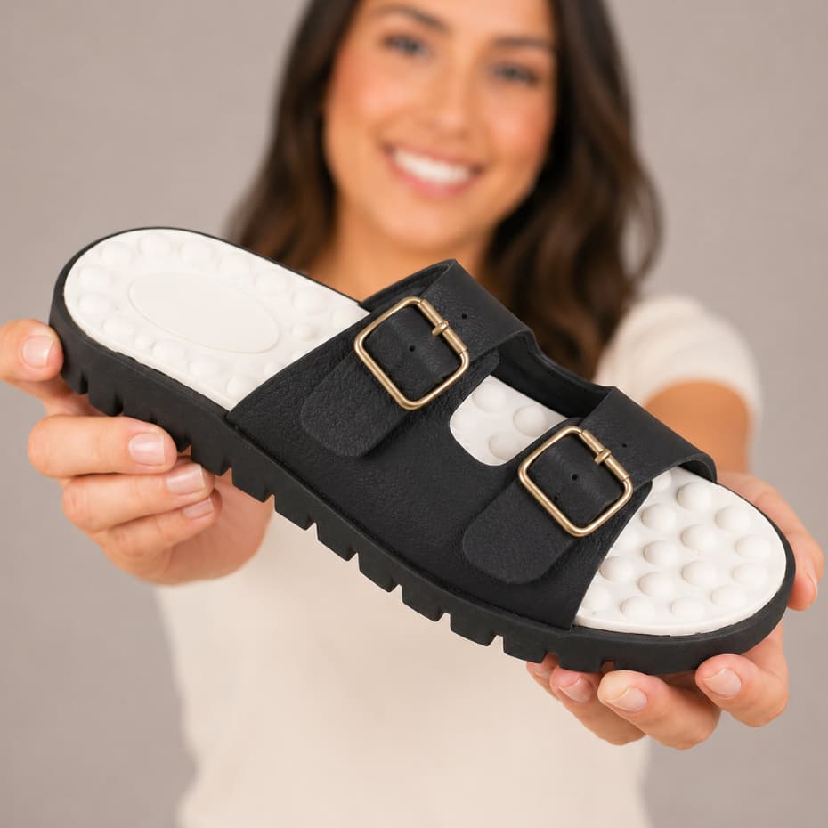 Rasteirinha Birken Feminino Fivela Moderna Casual Confortavel Calce Fácil Lançamento