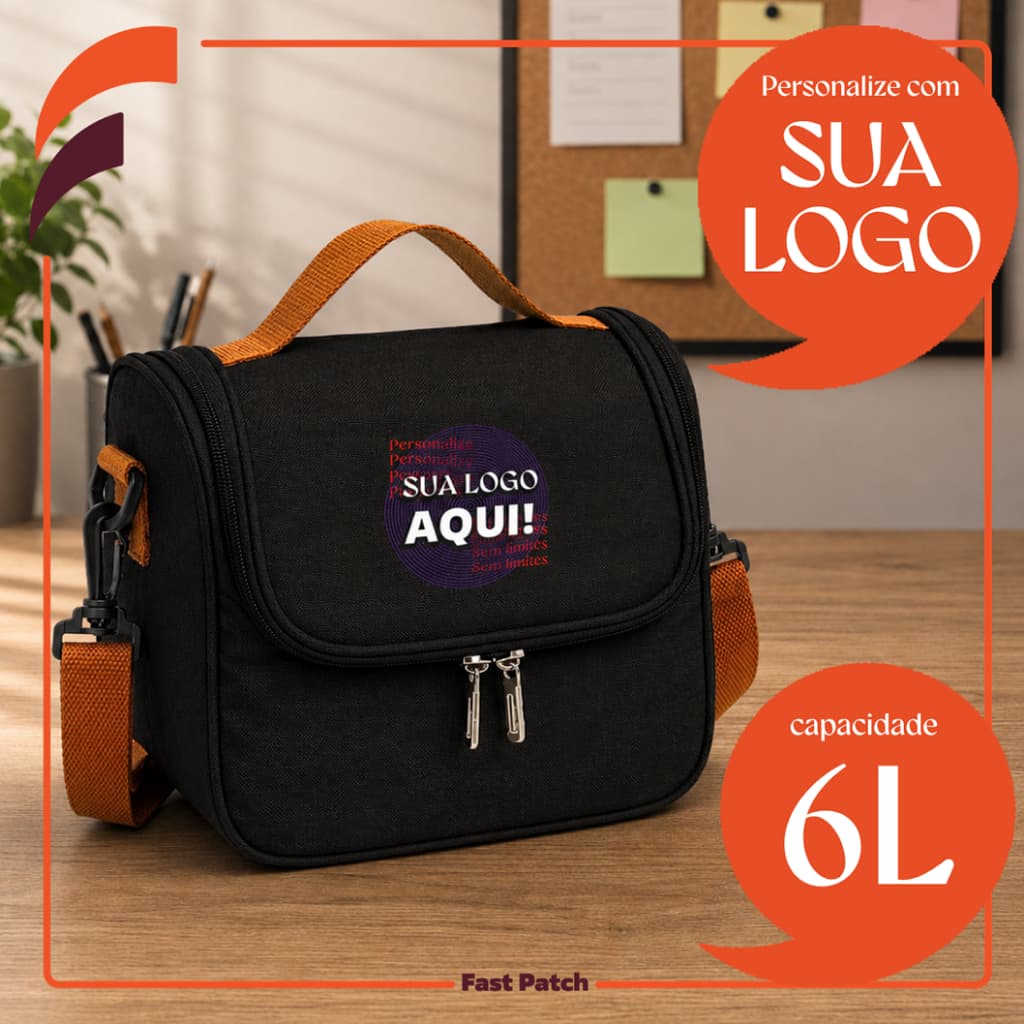 Bolsa Térmica 6 Litros Personalizada Logomarca Empresa Brinde Colaboradores Lancheira Marmiteira Corporativo