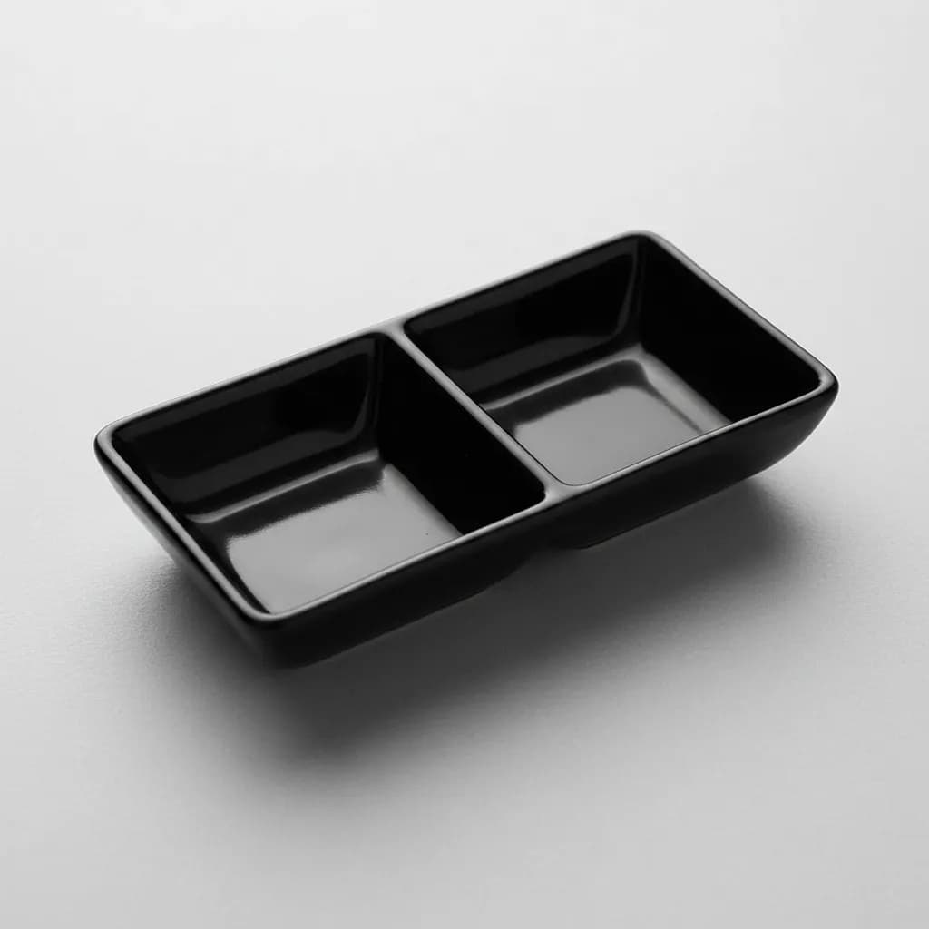 Molheira Profissional Dupla de Melamina 14,5×7 cm Preto Resistente para Molhos e Temperos