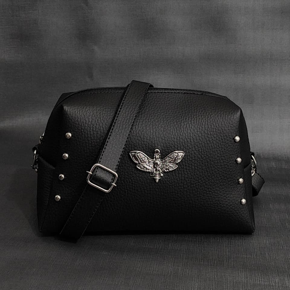 Kit Bolsa Tiracolo Carteira Mariposa Caveira Spikes Místico Gótico Dark