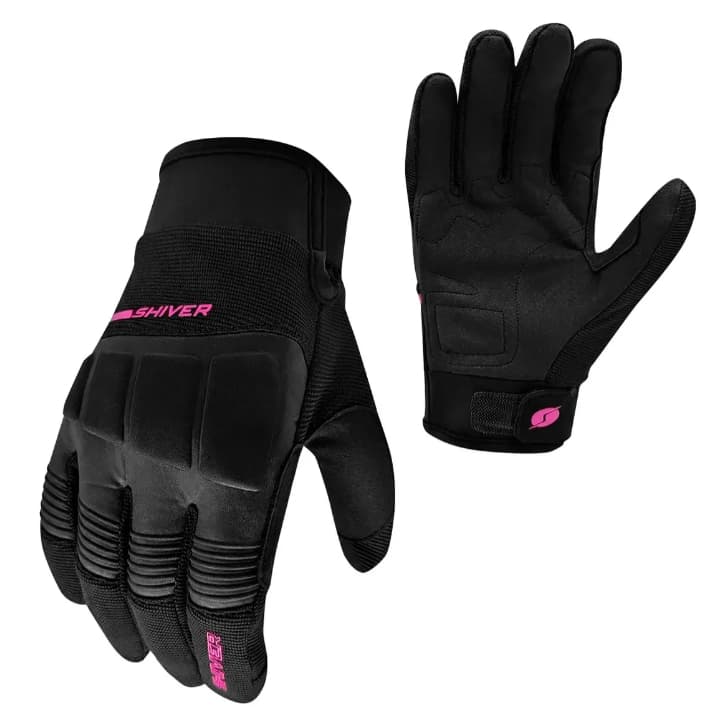 LUVA SHIVER ROCKET 2 PRETA ROSA FEMININA ORIGINAL C/ PROTEÇÃO E TÉRMICA TECNOLOGIA TOUCH SCREEN MOTO
