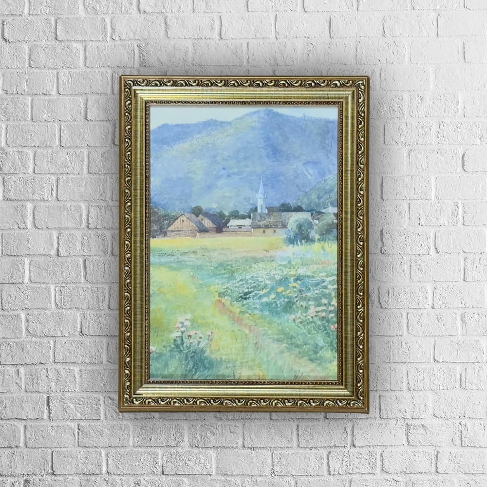 Quadro decorativo | arte clássica | moldura com vidro | Paisagem com um Prado Florido