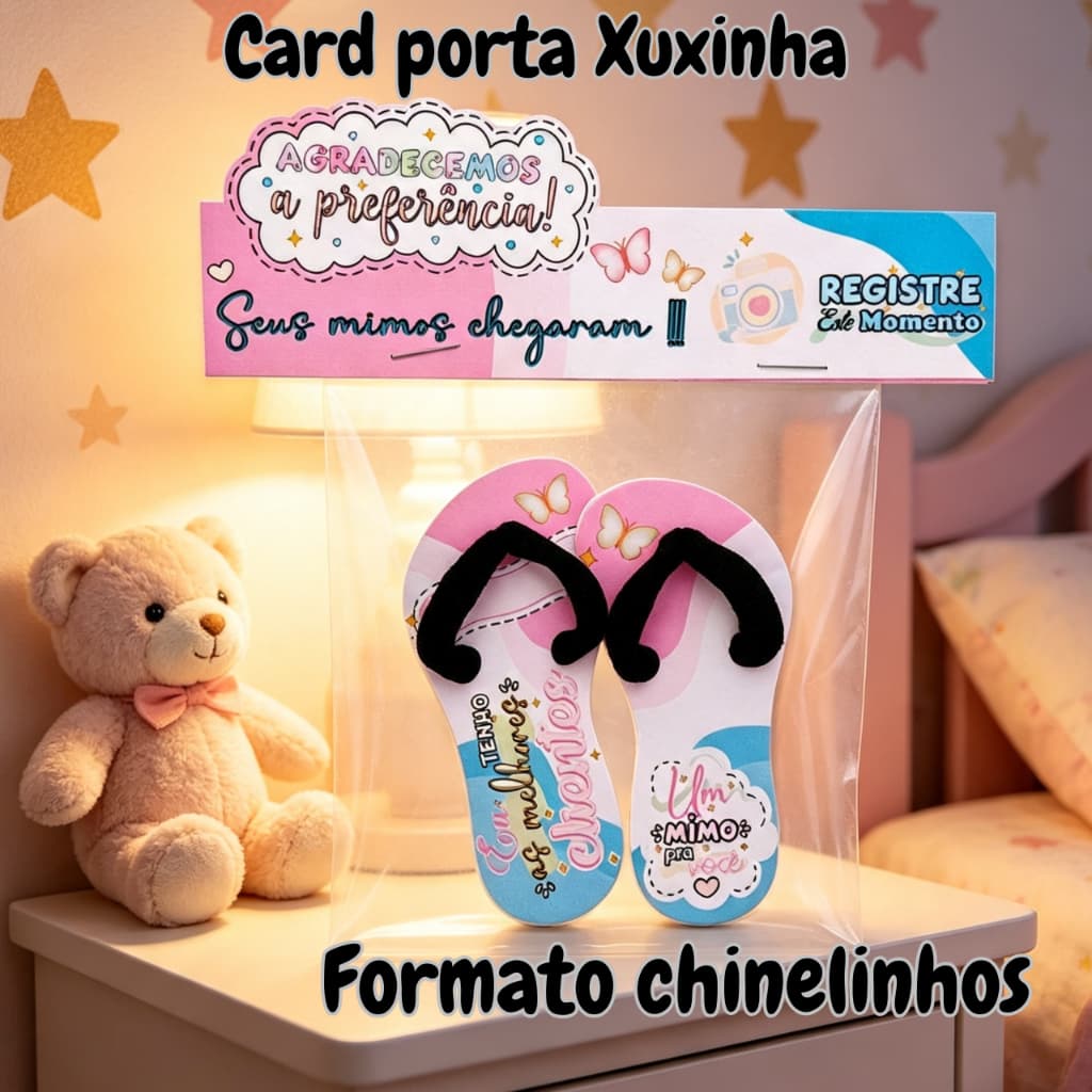 Kit 6 a12 Porta Xuxinha Chinelinho Mimo Clientes Lembrancinha Embalado Individual Personalizad