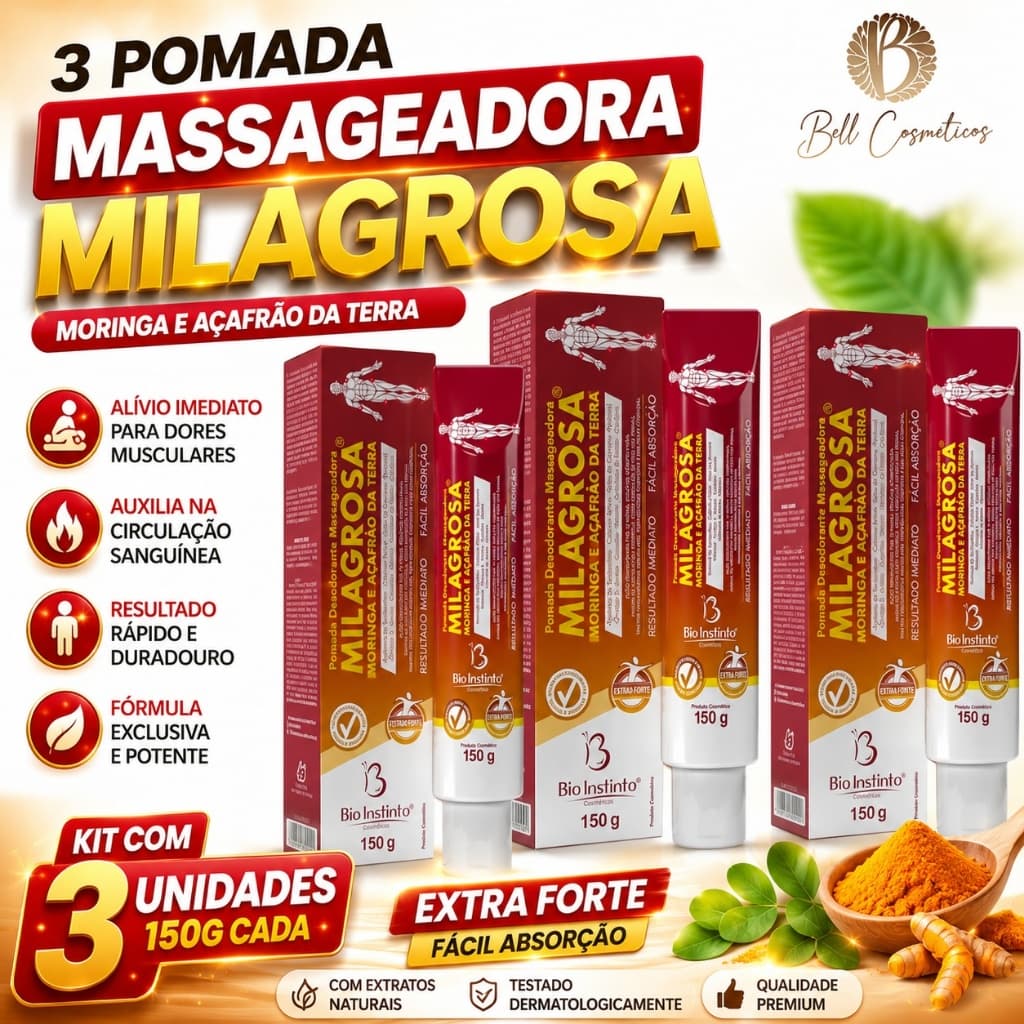 Kit 3 unid Pomada Massageadora Milagrosa Bio Instinto – 150g