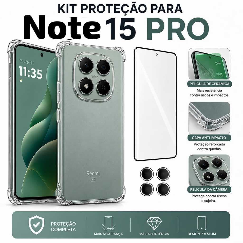 Película Cerâmica - Película da Câmera - Capinha Anti Impacto -Para Redmi Note 15 PRO 4G