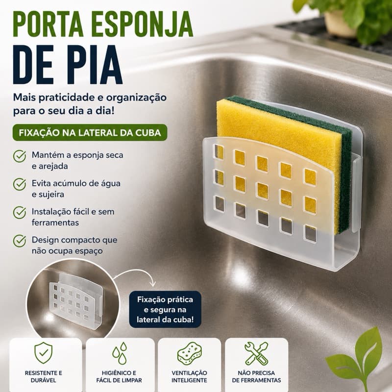 PORTA ESPONJA DE PIA COM VENTOSA