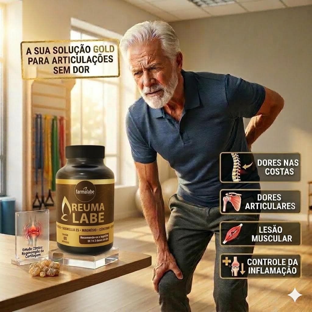 Reumalabe - Articulações Sem Dor - Colágeno tipo 2, Inflamações e Lesões Musculares – 60 cápsulas