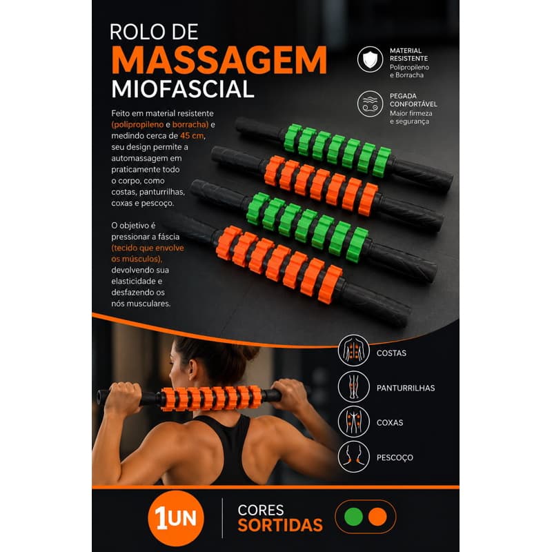 Rolo de Massagem Miofascial Terapêutico – Liberação Muscular | 45 cm