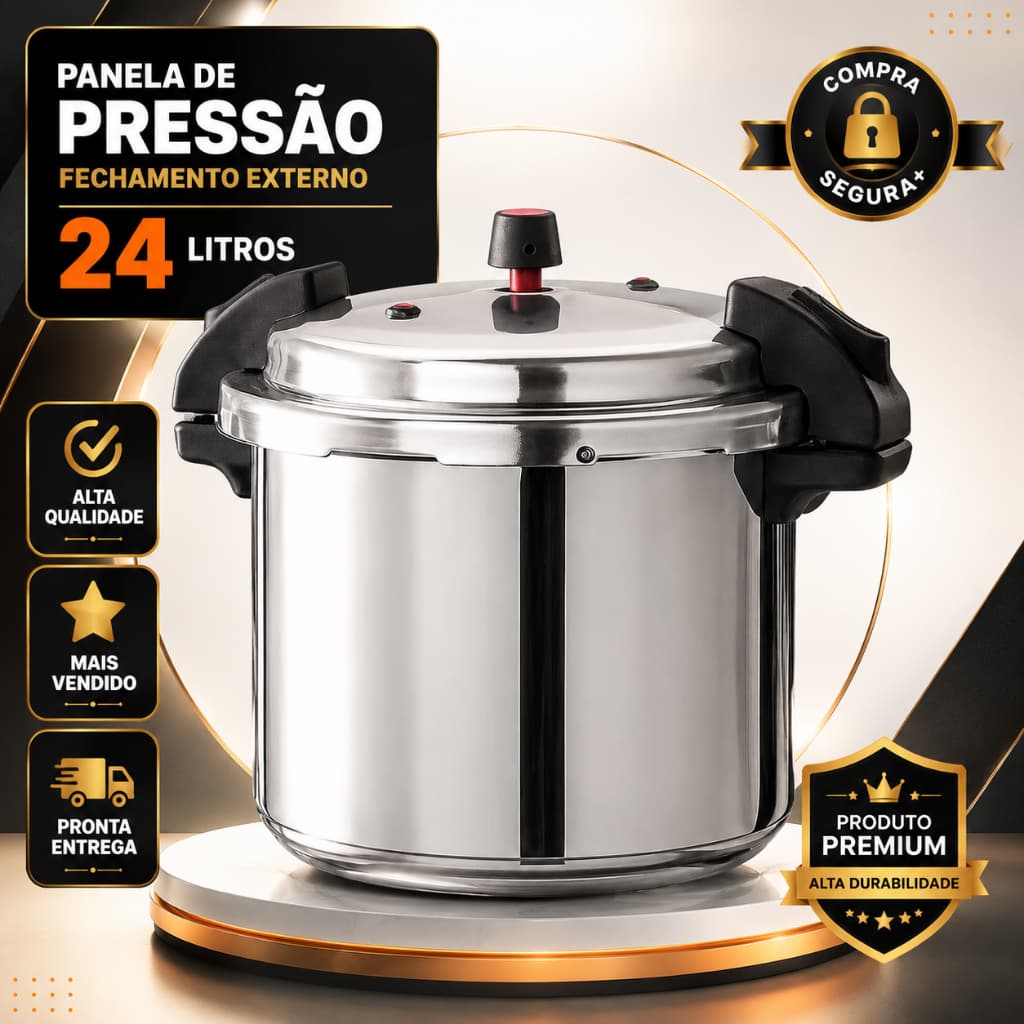 Panela Pressao Alumínio Alta Capacidade 24 Litros Fechamento Externo Cozinha