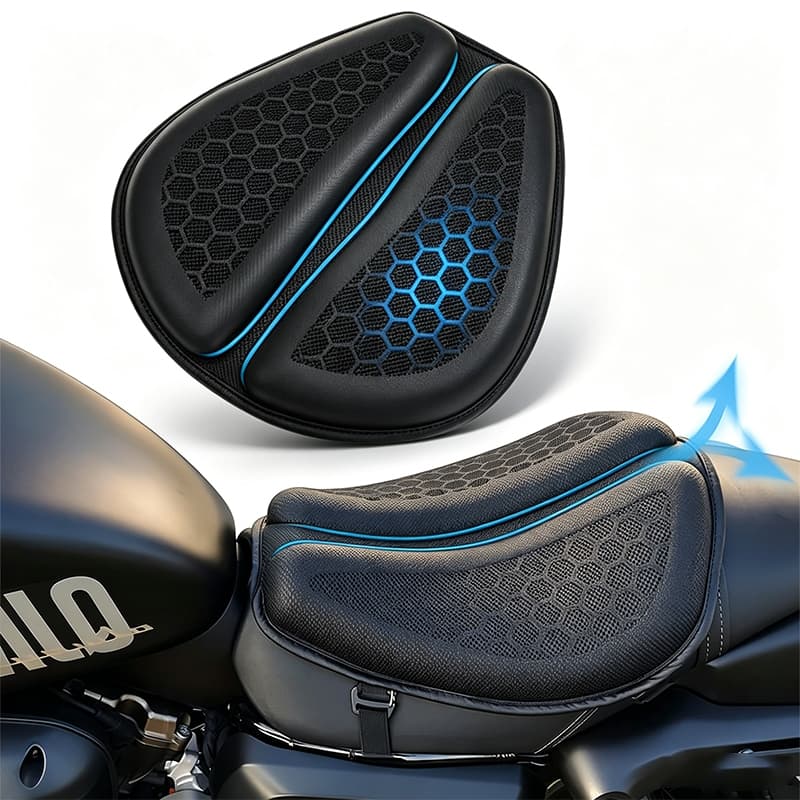 Almofada de gel universal para motocicleta, respirável com absorção de choque, garante conforto em pilotagens longas