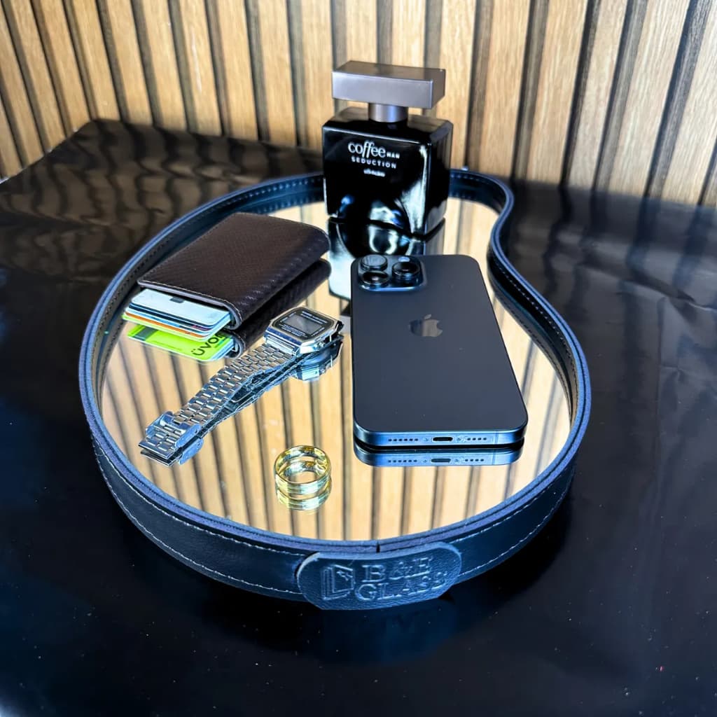 Bandeja Decorativa Espelhada Para Bar Bebidas Whisky Taças Garrafas Aparador 36x25