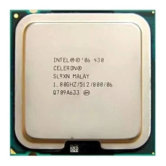 PROCESSADOR INTEL CELERON D 430 1.8 GHz CACHE L2 512 KB SOQUETE LGA 775 1 NÚCLEO 1 THREAD