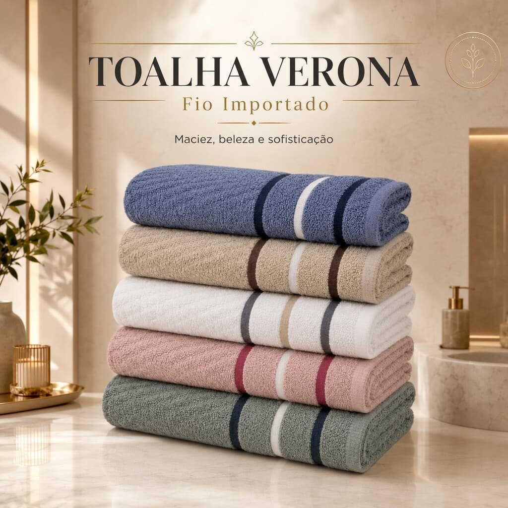Kit 2 Toalhas De Banho Verona Algodão Importado Macia Qualidade Enxoval Banheiro Cores Sortidas Premium