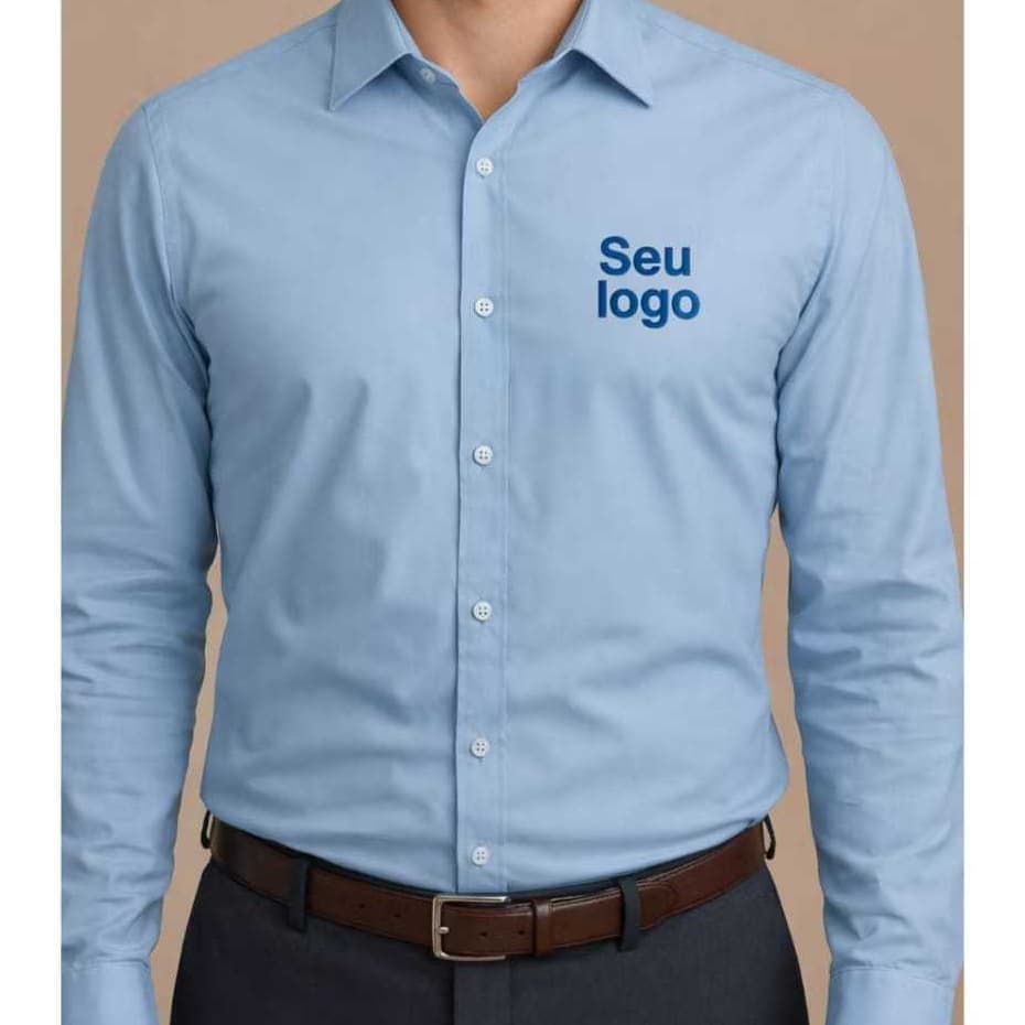 Blusa Camisa Social Modelo Classic Manga Longa Tradicional -  Bordado personalizado: logotipo - Uniforme profissional