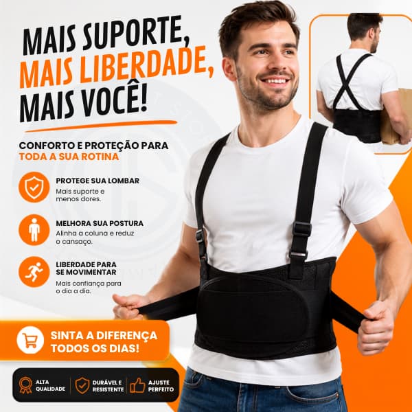 Cinta Lombar Ajustável com Compressão e Suporte para Coluna | Trabalho, Academia e Uso Diário
