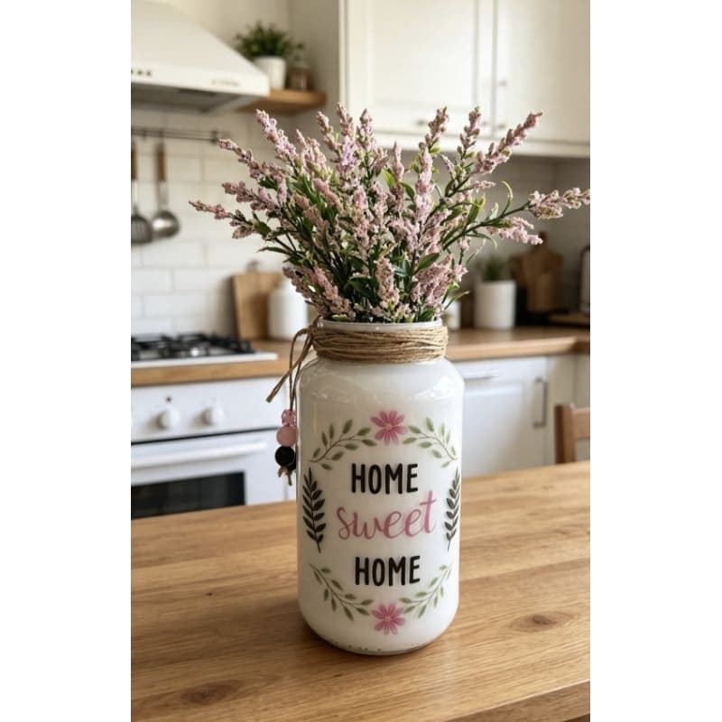 Vaso Decorativo Home Sweet Home – Estilo Rústico Chic com Flores Artificiais
