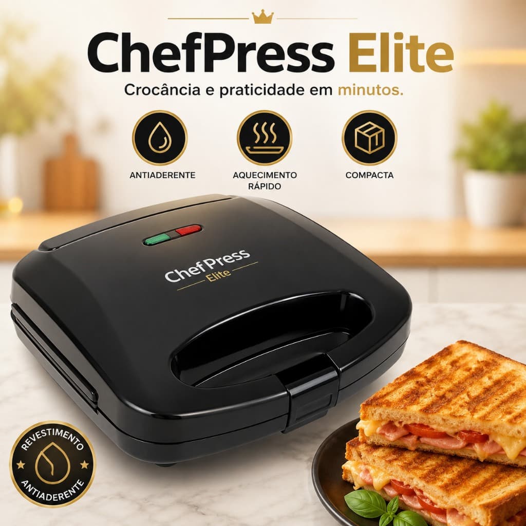 ChefPress Elite Startools Sanduicheira Grill Eletrica Compacta Antiaderente Prensa Doble 750w 127v