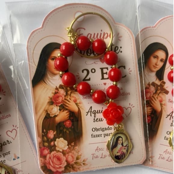 Mini Terço Personalizado Lembrança de Batizado Eucaristia Primeira Comunhão Brinde Religioso com Nome
