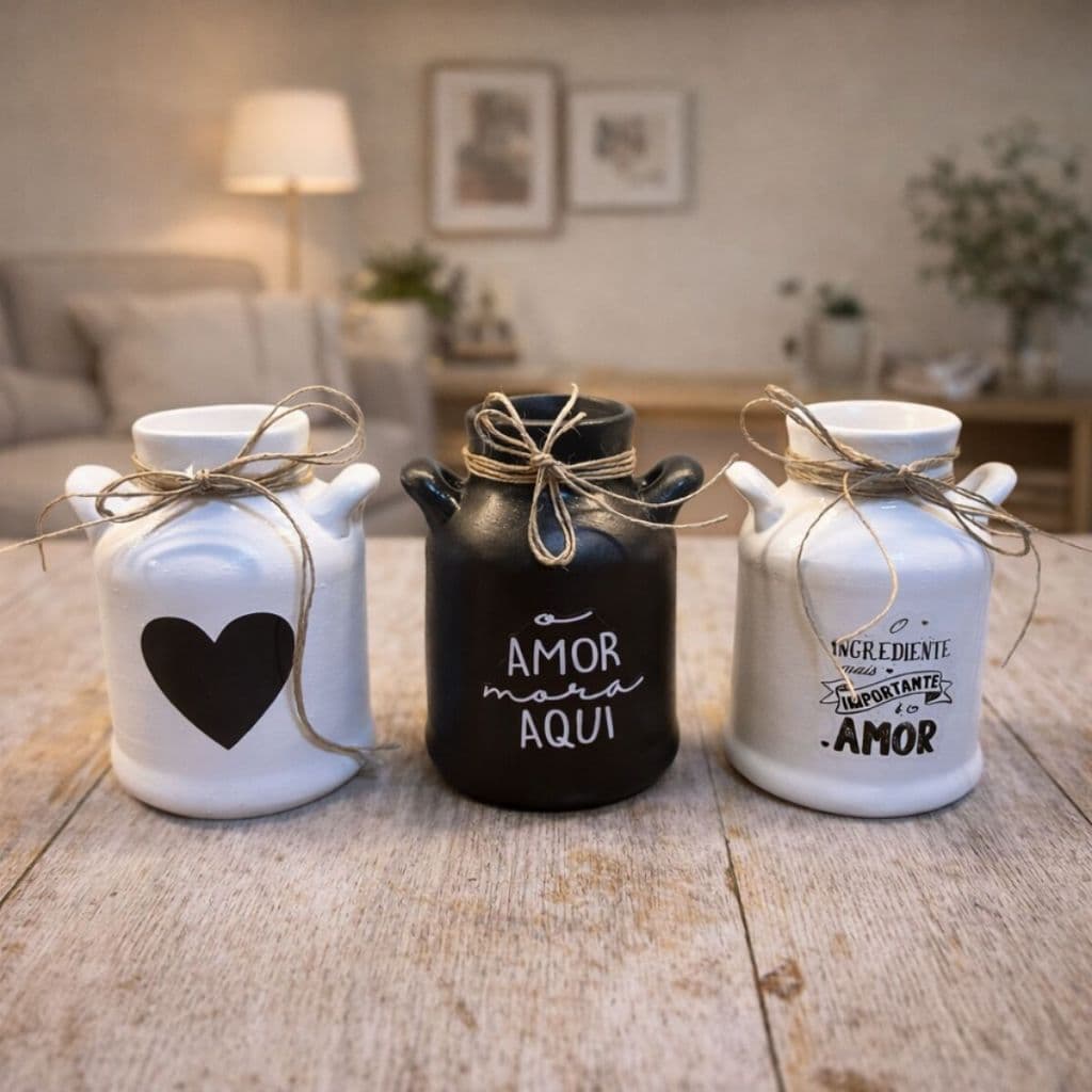 Kit 3 Leiteiras Porta Talheres Resistente Decoração Cozinha Casa Arranjo Flores