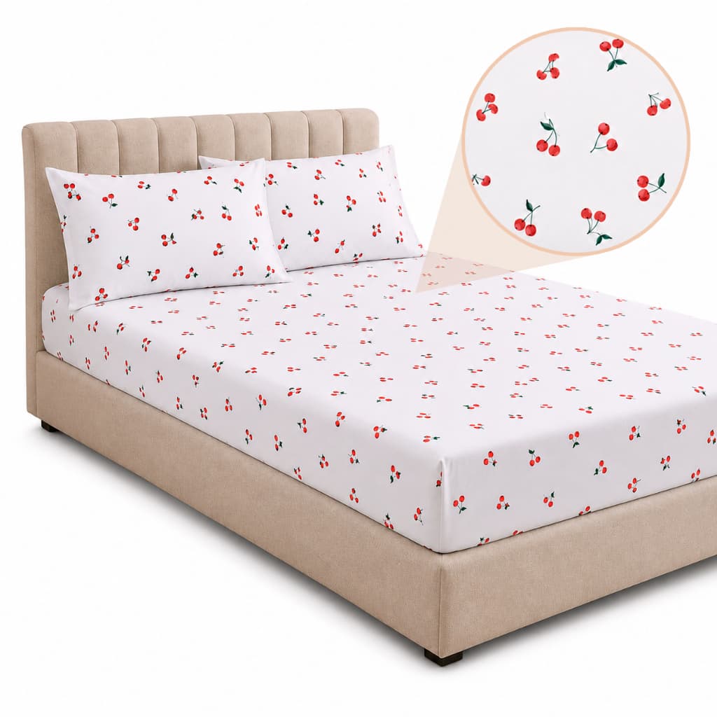 Jogo de Cama Lençol 200 Fios Toque Macio Percal 100% Algodão Estampado Com Elástico Casal Solteiro