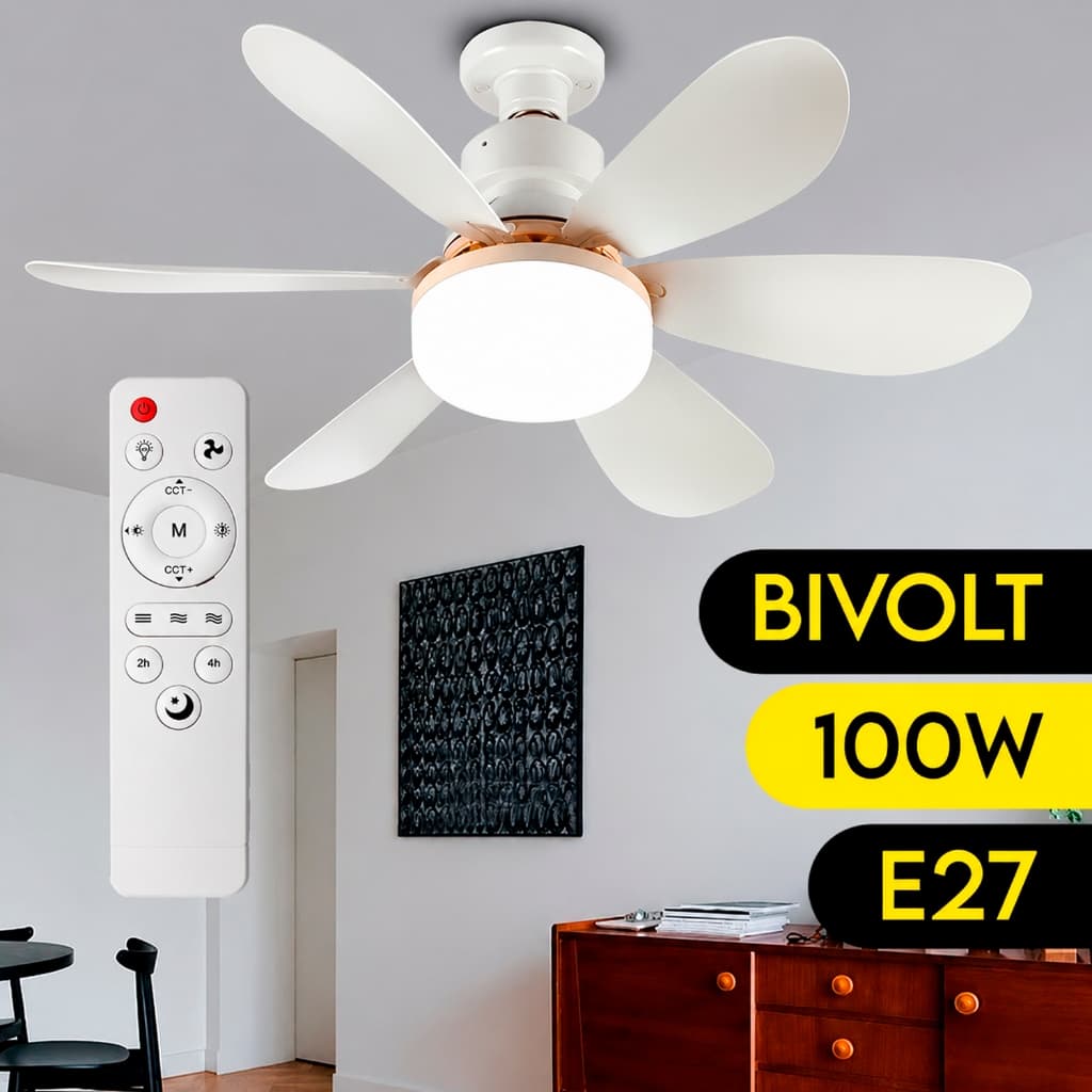 Ventilador De Teto Lâmpada 100W Led E27 Ajustável Bivolt