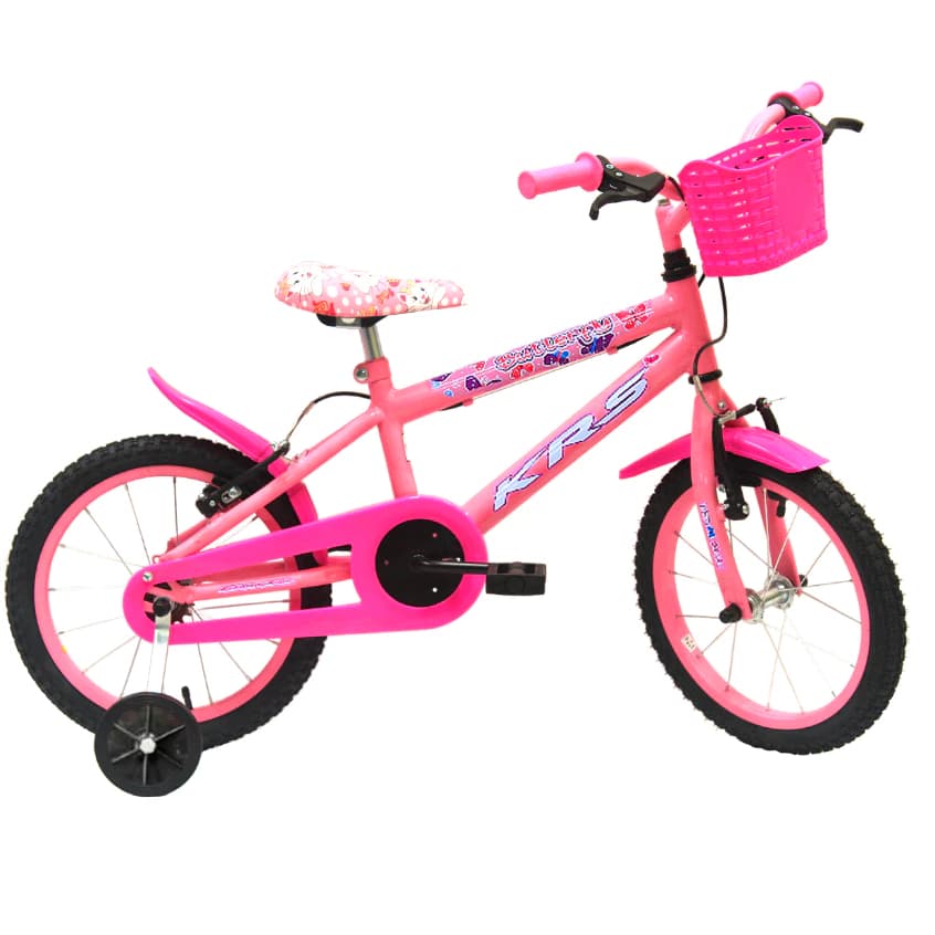 Bicicleta Infantil Aro 16 Menina KRS - Com Rodinhas e Cesta