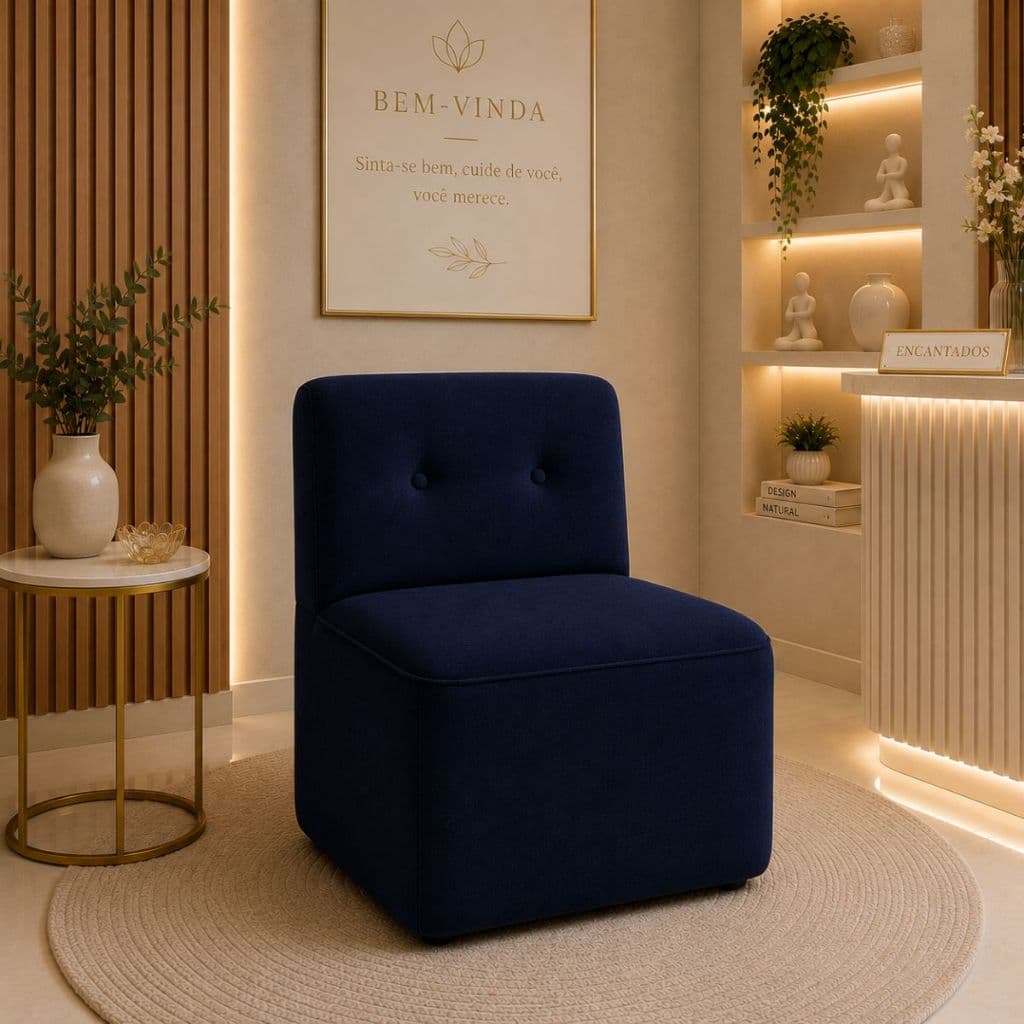 Poltrona Decorativa Margô Suede Orgânica Para Sala e Recepção