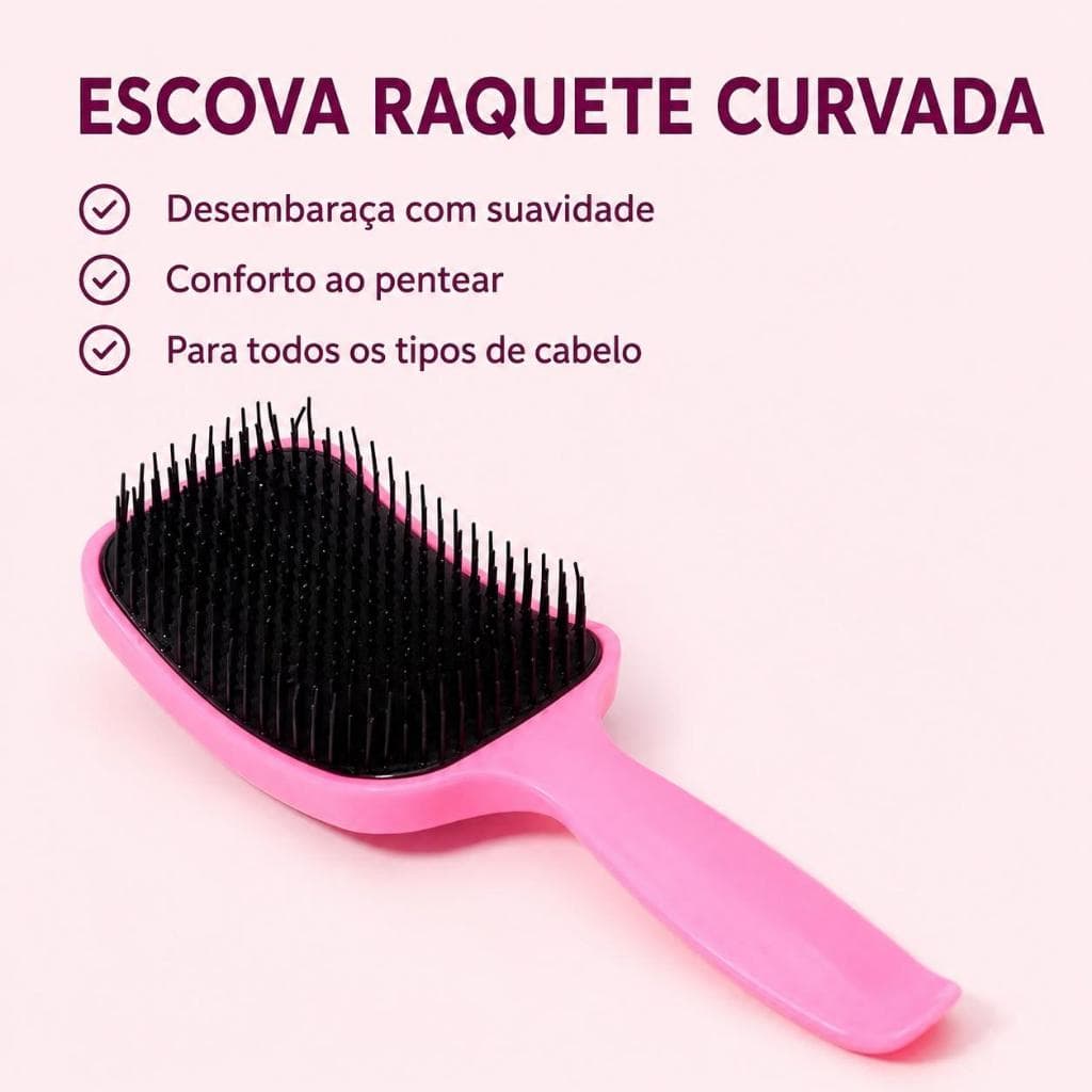 Escova Raquete Curvada Fashion Melhor Escovação Alinhamento de fios Sem Frizz