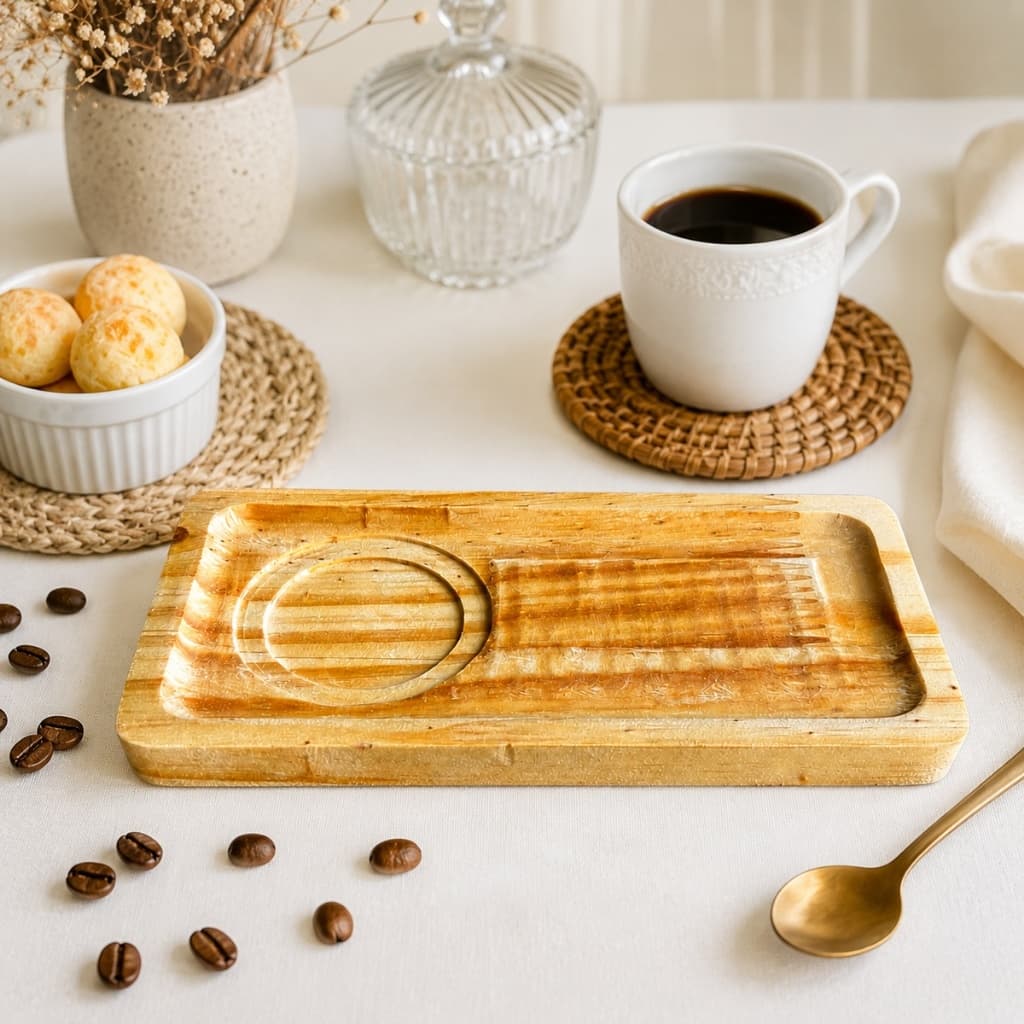 Kit Mini Bandeja De Madeira Pinus 20x10 Multiuso Pires Café Xicaras Petisco Organizar Decoração