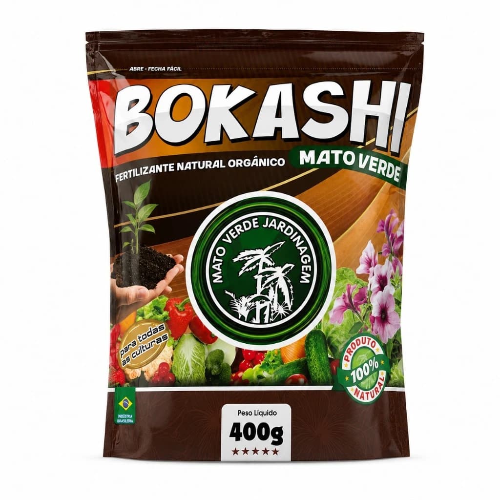 Fertilizante Natural para Plantas Adubo Orgânico Bokashi para Hortas Frutas Flores Jardim 400g