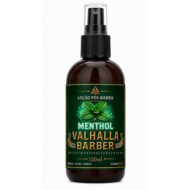 Loção Pós Barba Menthol Refrescante Valhalla Barber 120ml Hidrata e Acalma