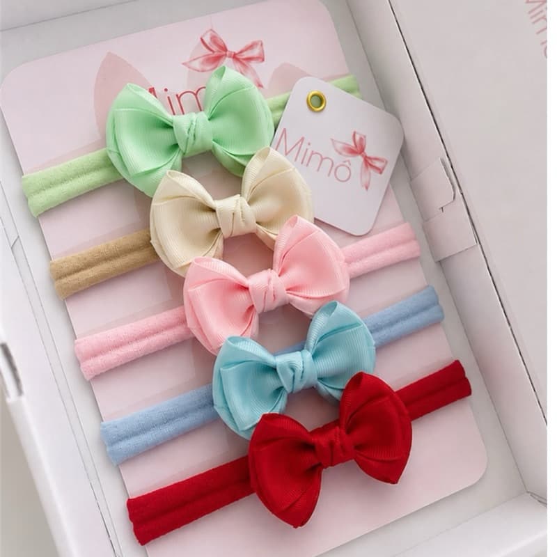 Faixinha de Bebê Kit 5 Unidades Laço Boutique 6cm Faixa de Cabelo Bebê Menina Premium Infantil Faixa de Cabelo Macia