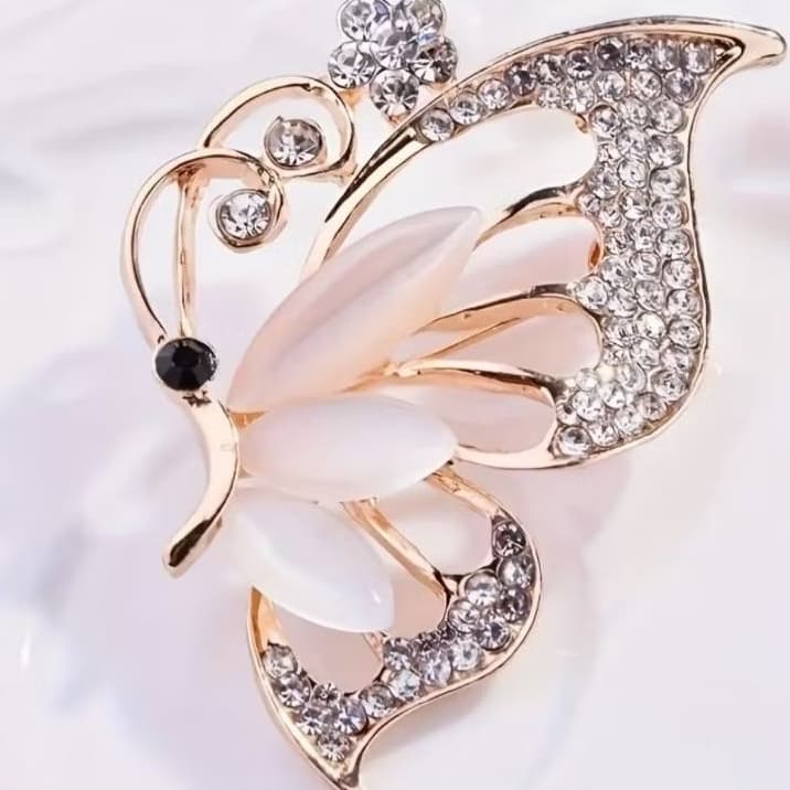 broche strass borboleta dourada e prata acessório lindo e elegante