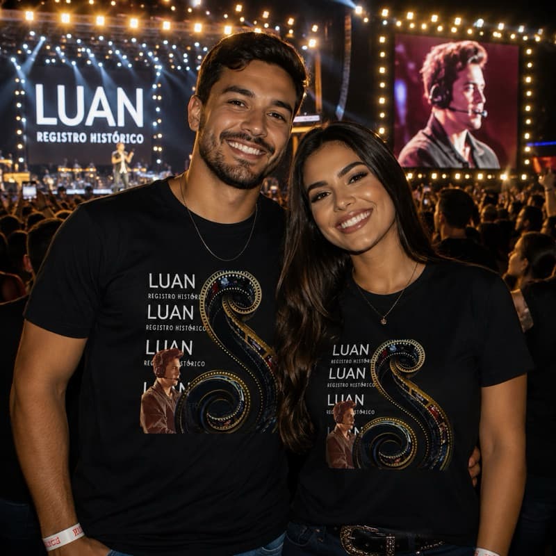 Camiseta Luan Santana Camisa Novo DVD Registro Histórico Tshirt Luan Santana Casal Luanete