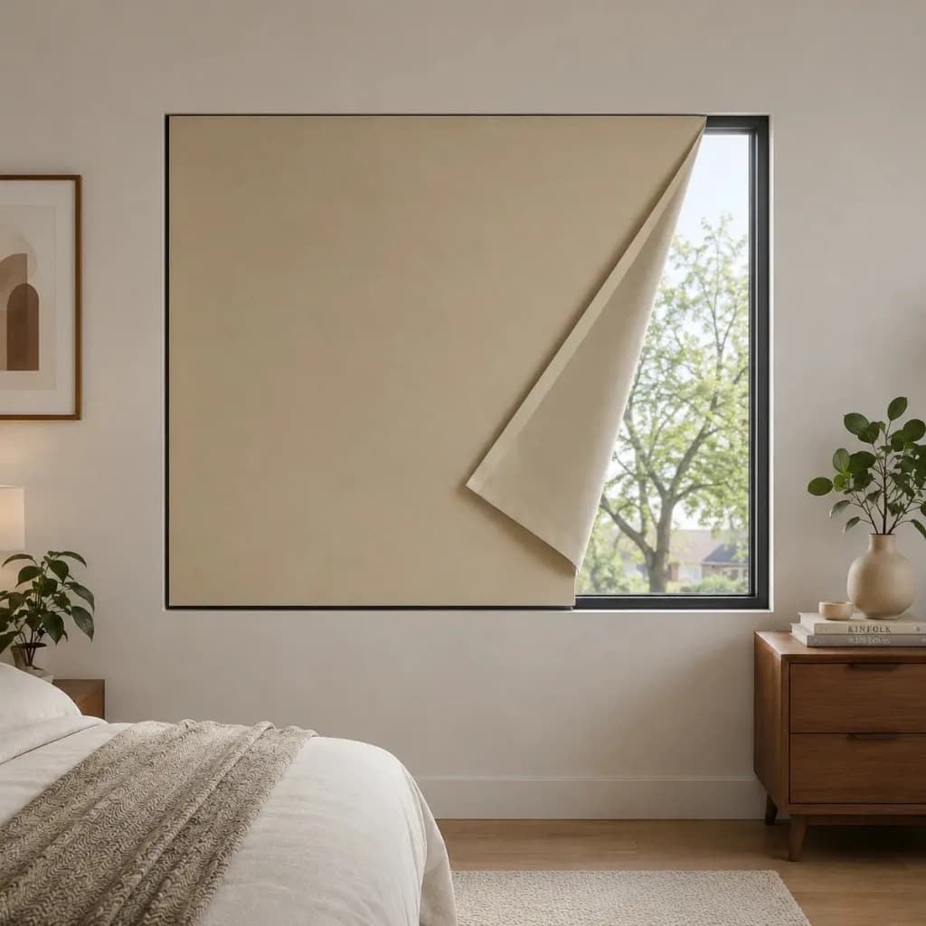 Cortina Painel Blackout 100% Duo Bege com Velcro 1,20 x 1,40 P/ Sala Quarto Cozinha