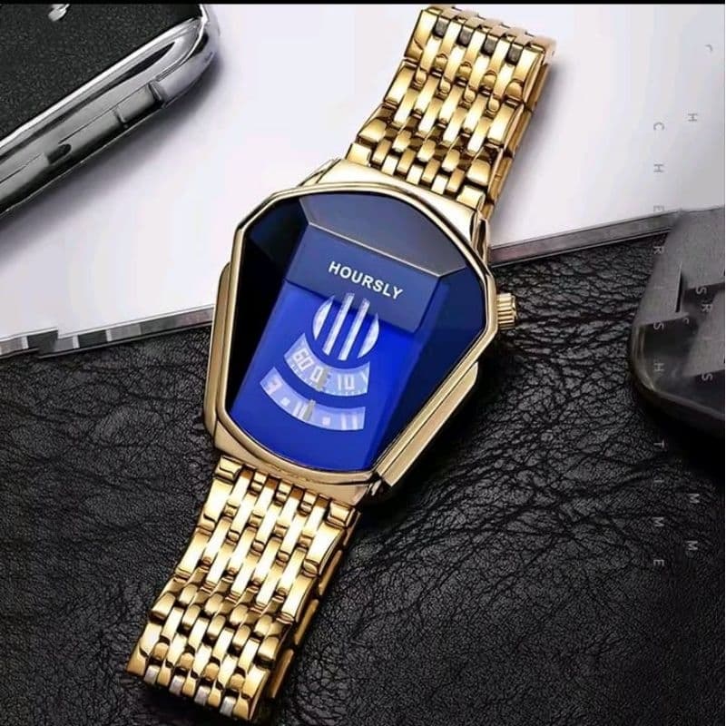 Relógio Masculino de Quartzo - Estilo Simples e Estiloso, Cor Ouro Azul, à Prova d"Água