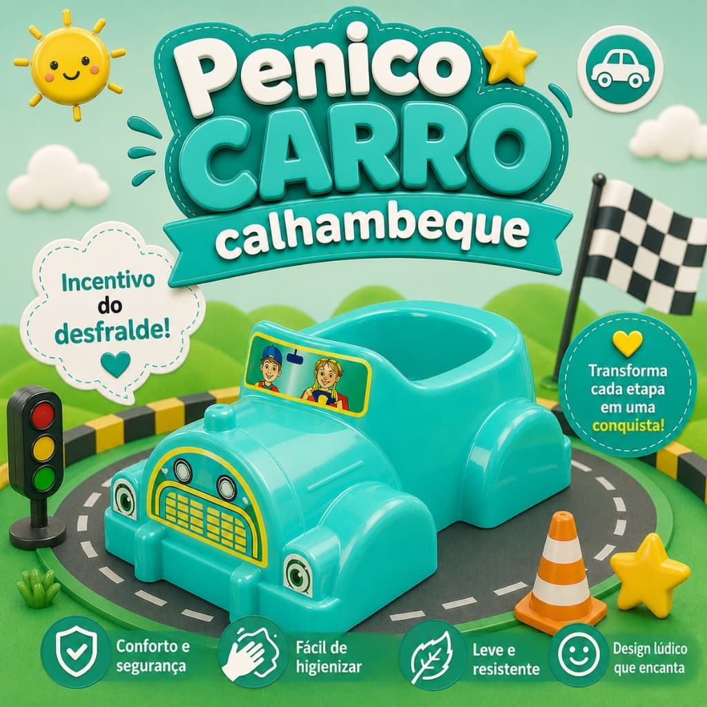Penico Infantil Carro Calhambeque Urinol para Menino Verde Incentivo Desfralde Assento Redutor de Banheiro Plasnorthon