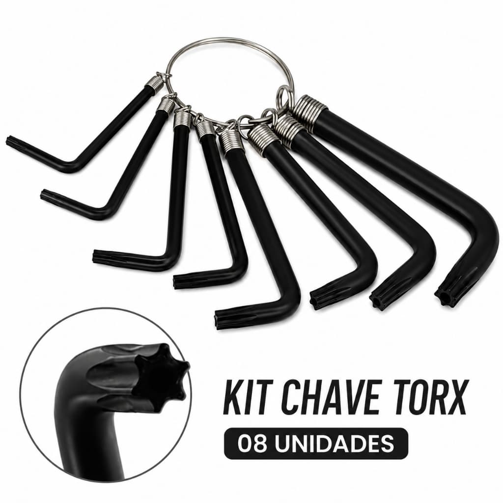 Kit Ferramenta Jogo Chave L Torx 08 Peças Chave Torx Jogo de 8 Peças Aço Chave Allen