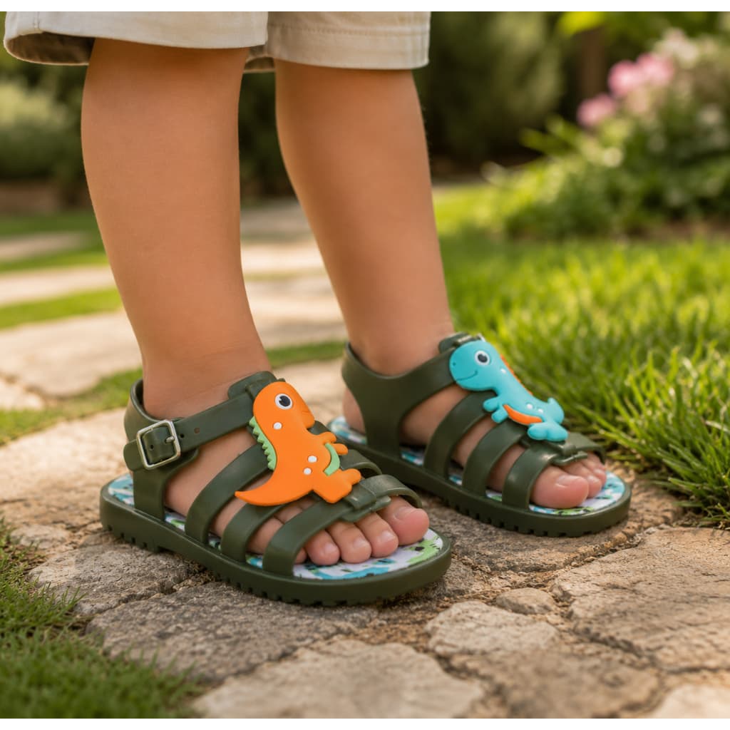 Sandália Papete Infantil Masculino Resistente Confortável Antiderrapante Bebe Menino Dinossauro