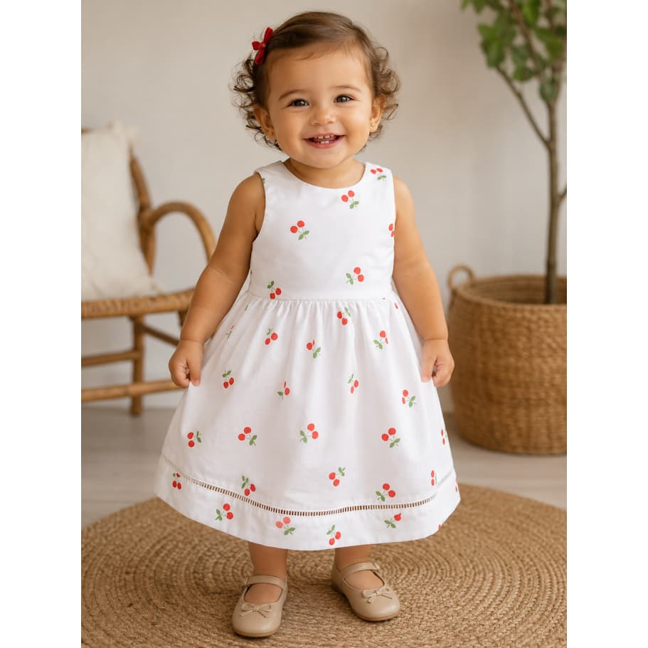 Vestido infantil menina verão primavera babado ponto palito