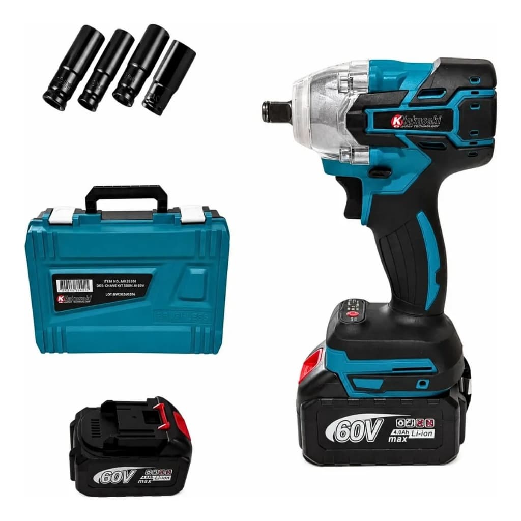 Chave De Impacto Parafusadeira A Bateria 60v Brushless Com Maleta